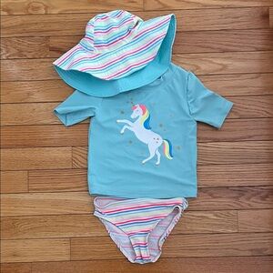 Carter's Blue Unicorn Rashguard Set